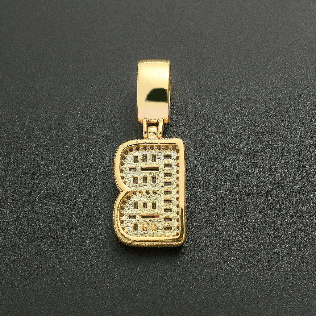 Baguette Iced A to Z Letters Pendants in 14K Gold - Image 3