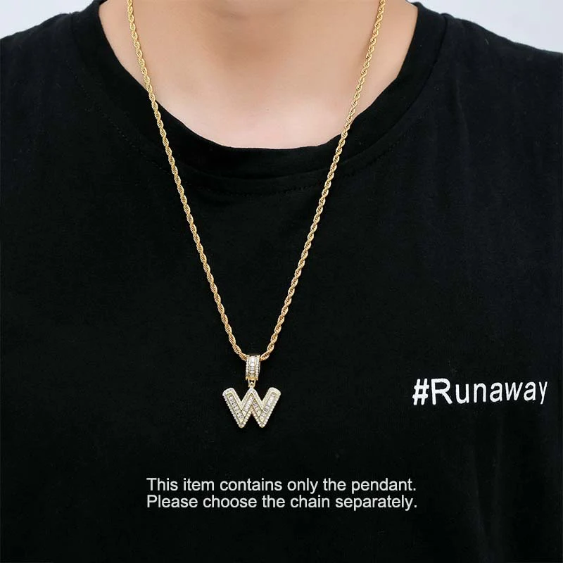 Baguette Iced A to Z Letters Pendants in 14K Gold - Image 4