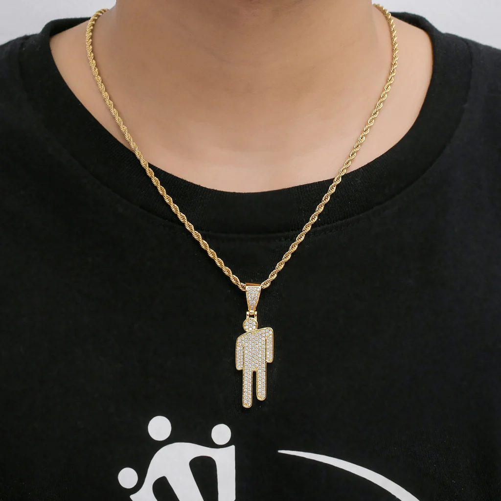 Iced Tilted Head Pendant in 14K Gold - Image 4